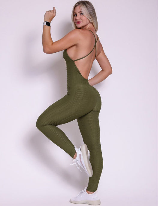 Basic Lumy Croco Texture Strappy Jumpsuit