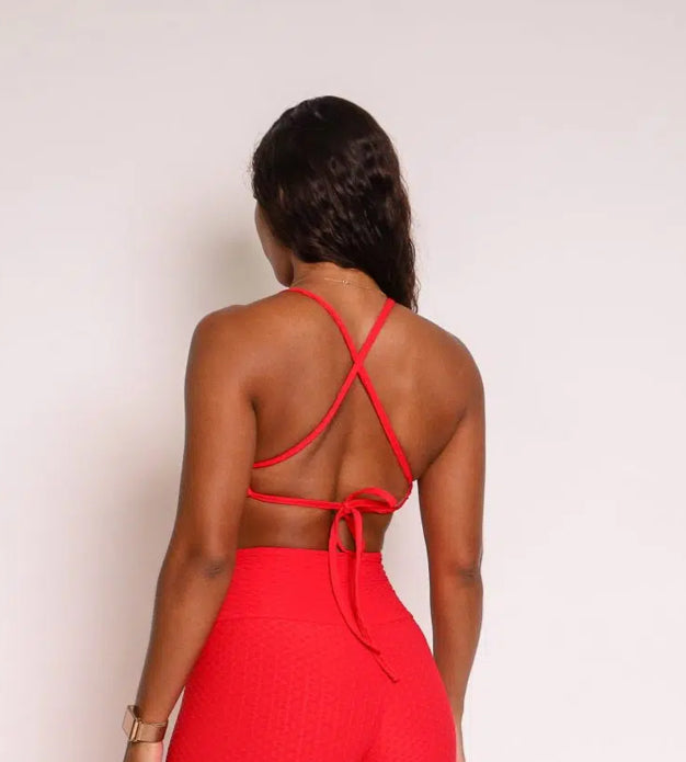 Paula Red Soft Textured Sports Bra