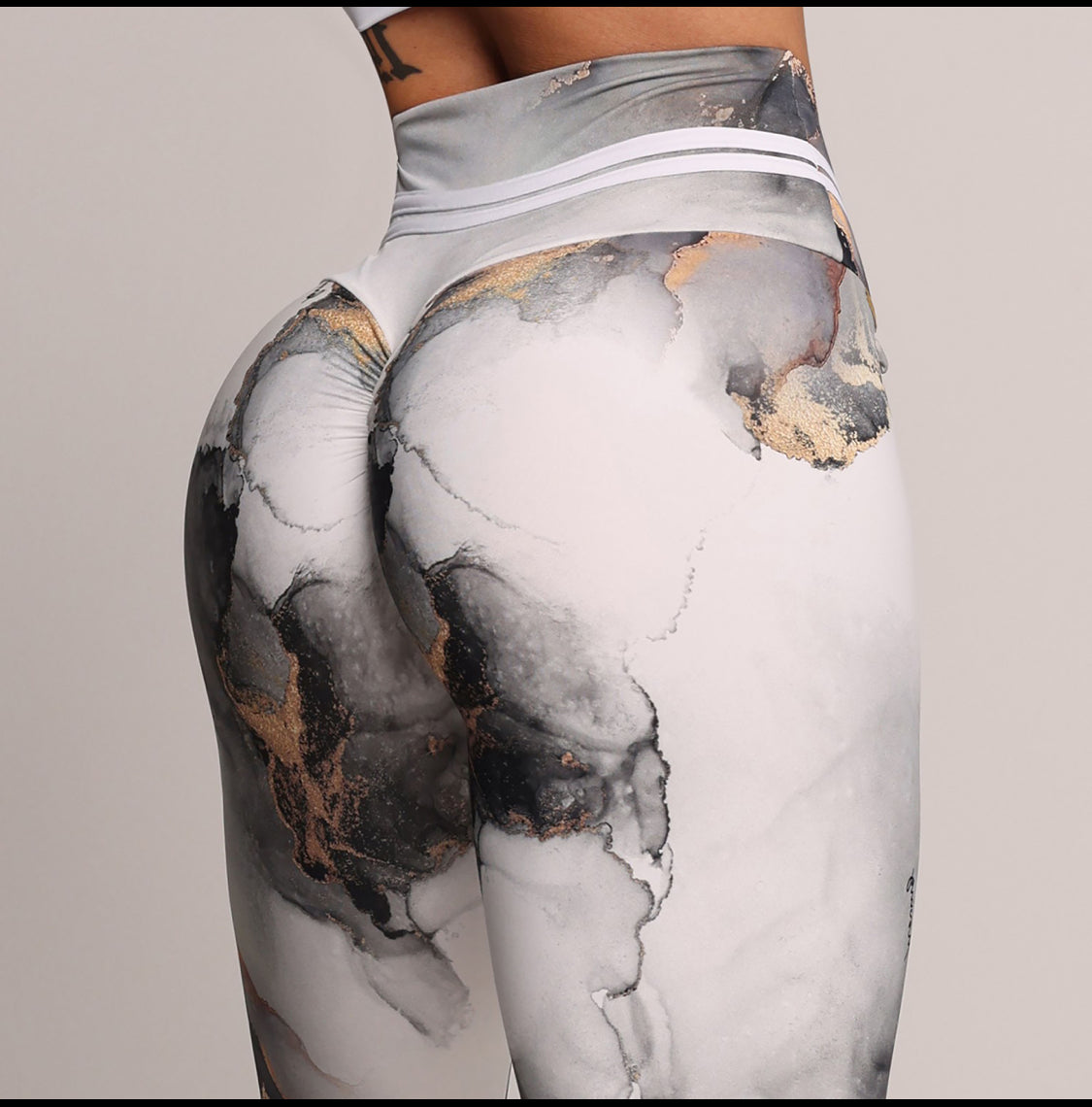 Marble Gold Scrunch Leggings