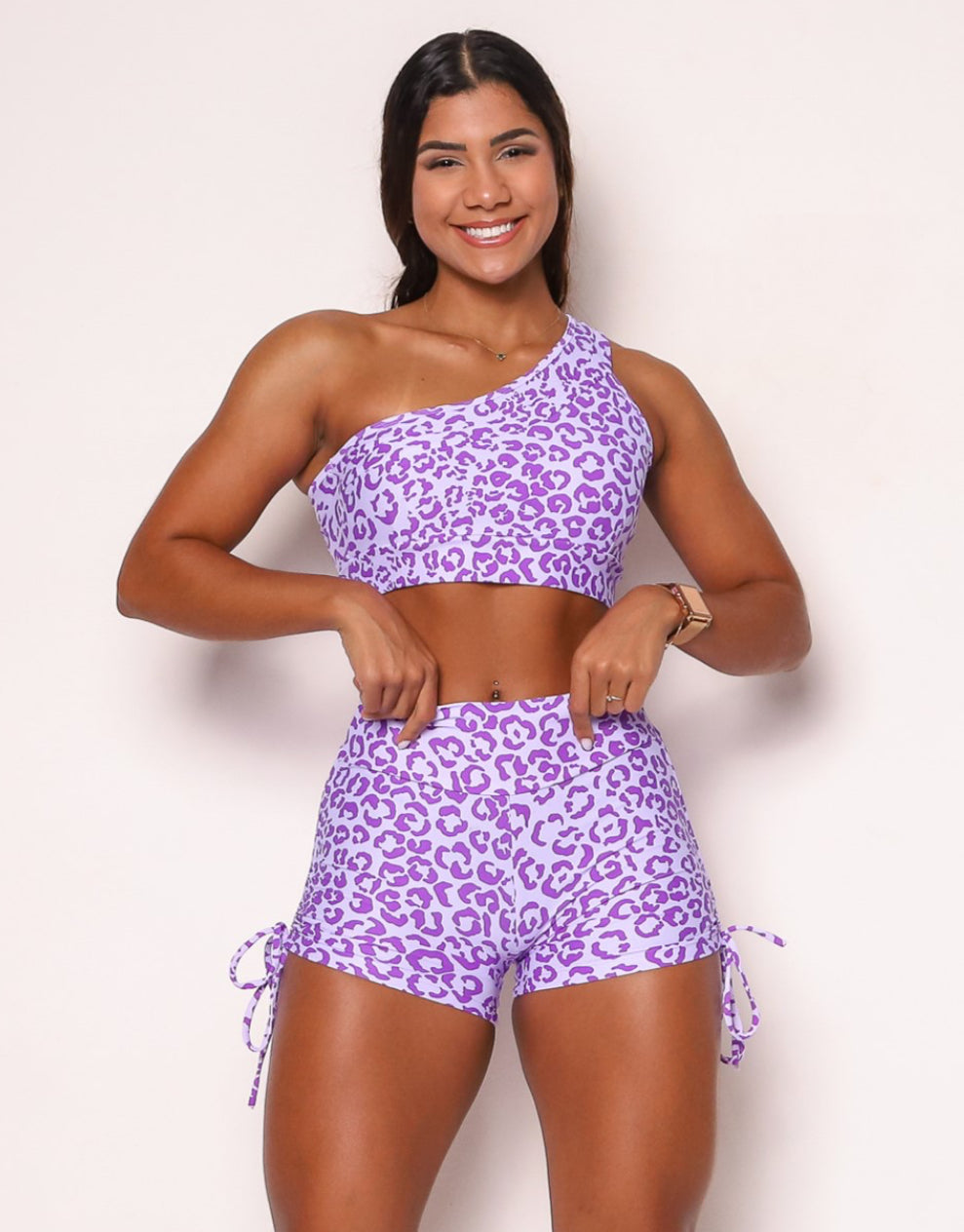 Purple Cheetah Cross Short Set