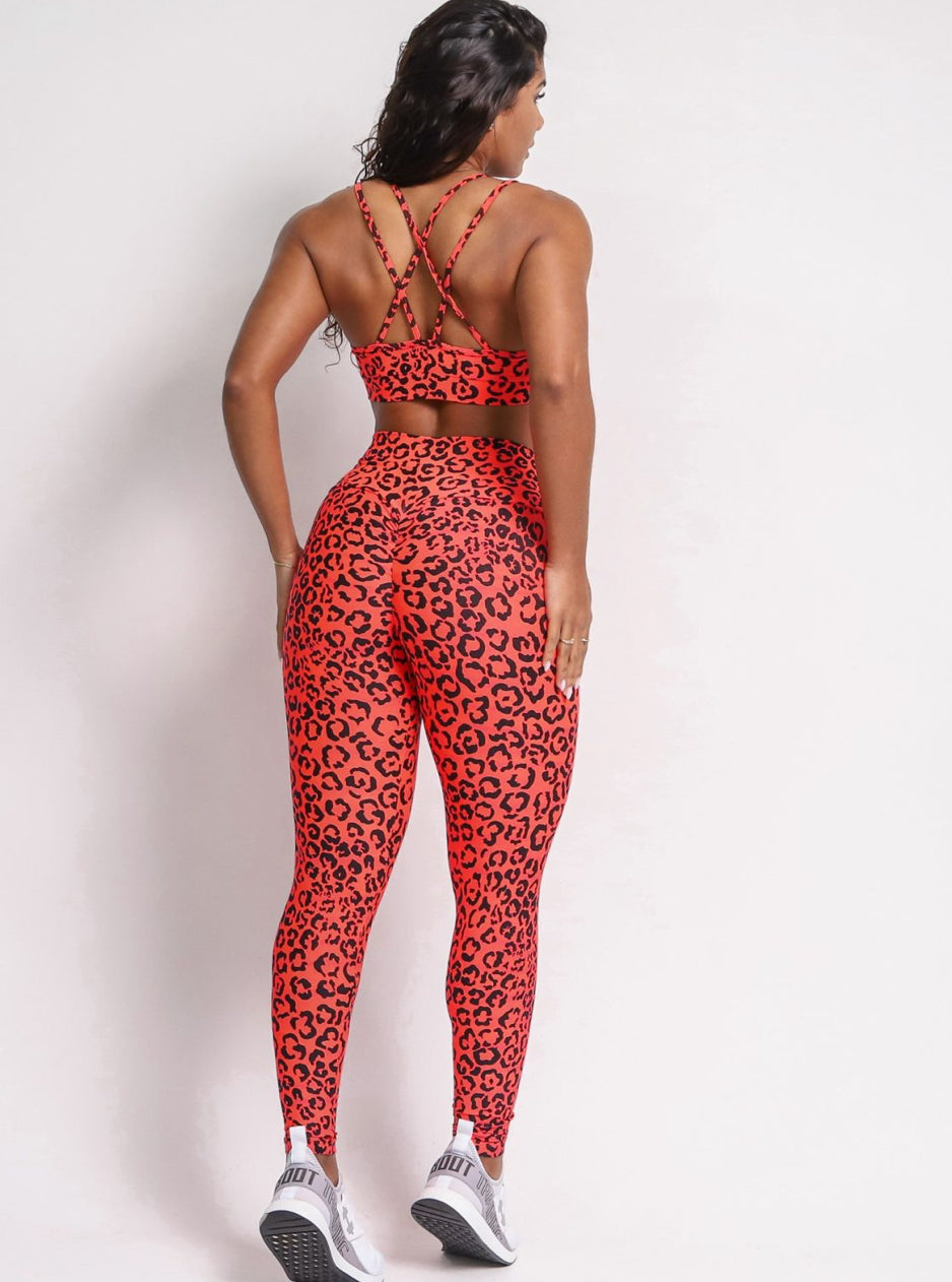 Andressa Orange Cheetah Scrunch Leggings
