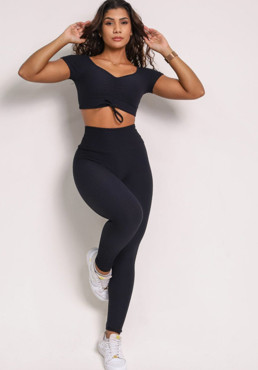 Lily Black Soft Textured Leggings