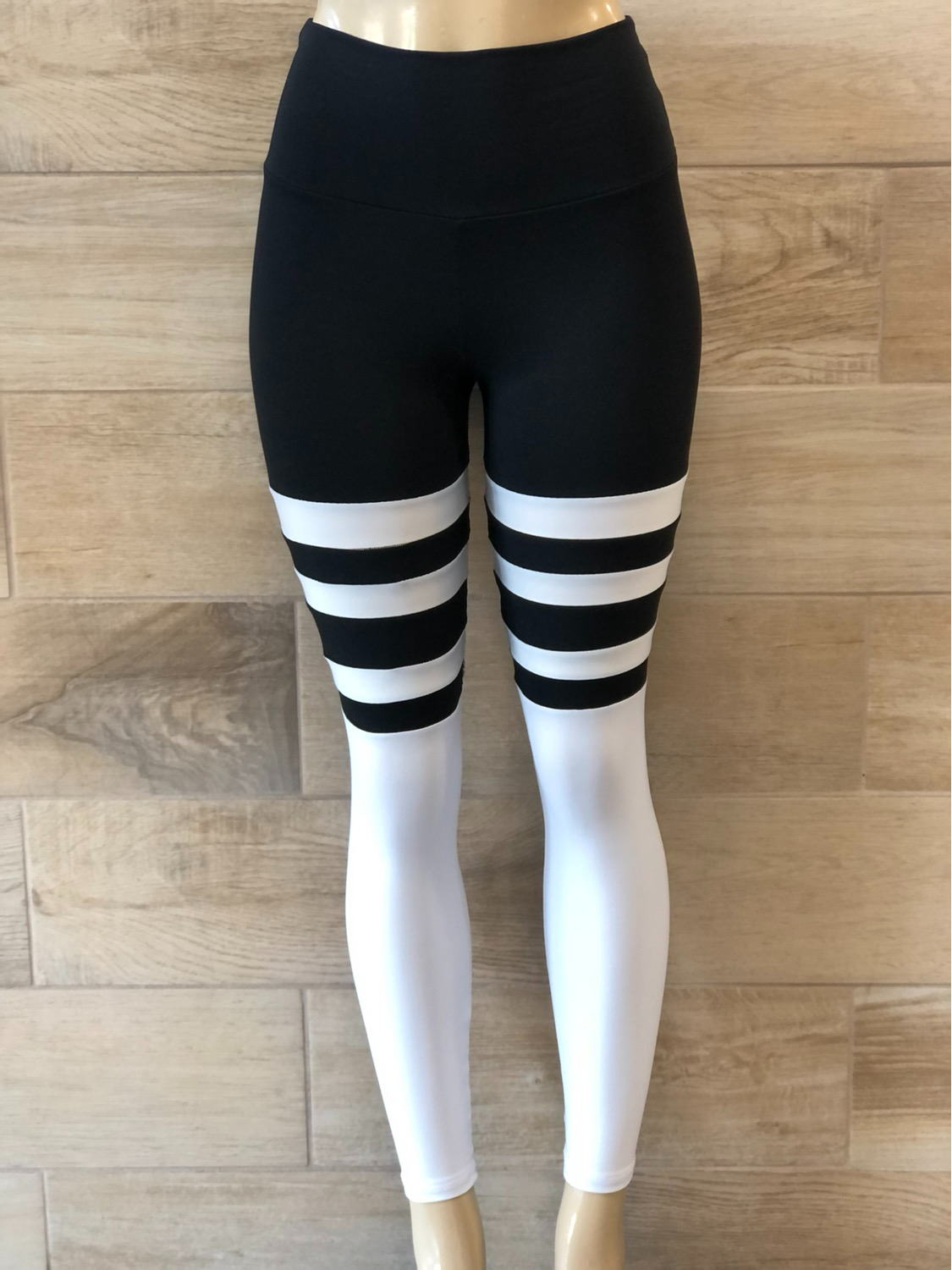 Black Striped Leggings