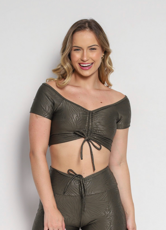 Bella Army Green Crop top