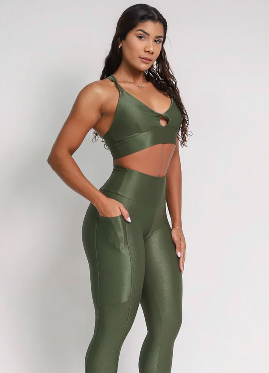 Cindy Army Green Pocket Leggings