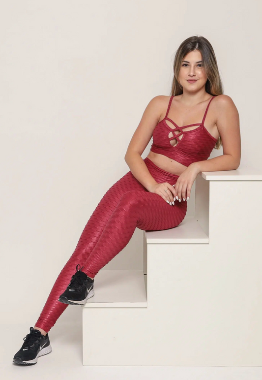 Danny Textured Shine Red Leggings