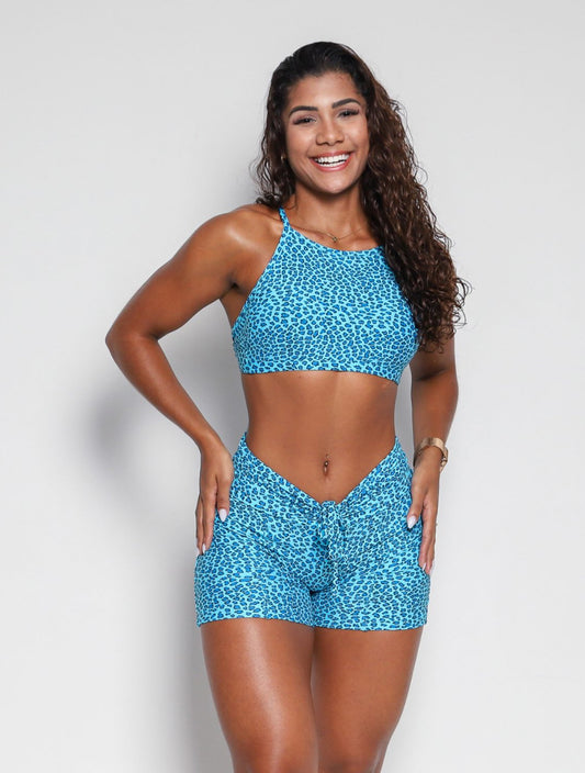 Clarisse Blue Cheetah  Shorts