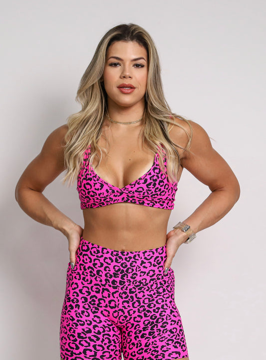 Vivi Pink Cheetah Sports Bra