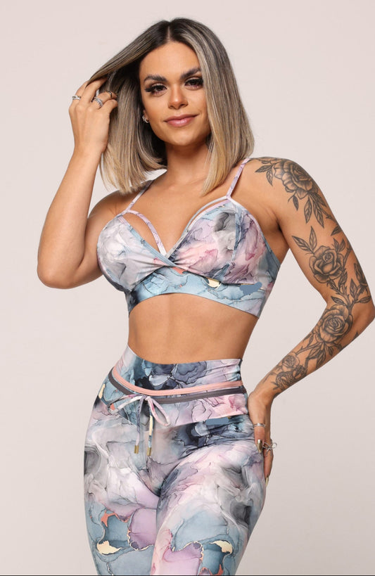 Marble Pink Scrunch Leggings