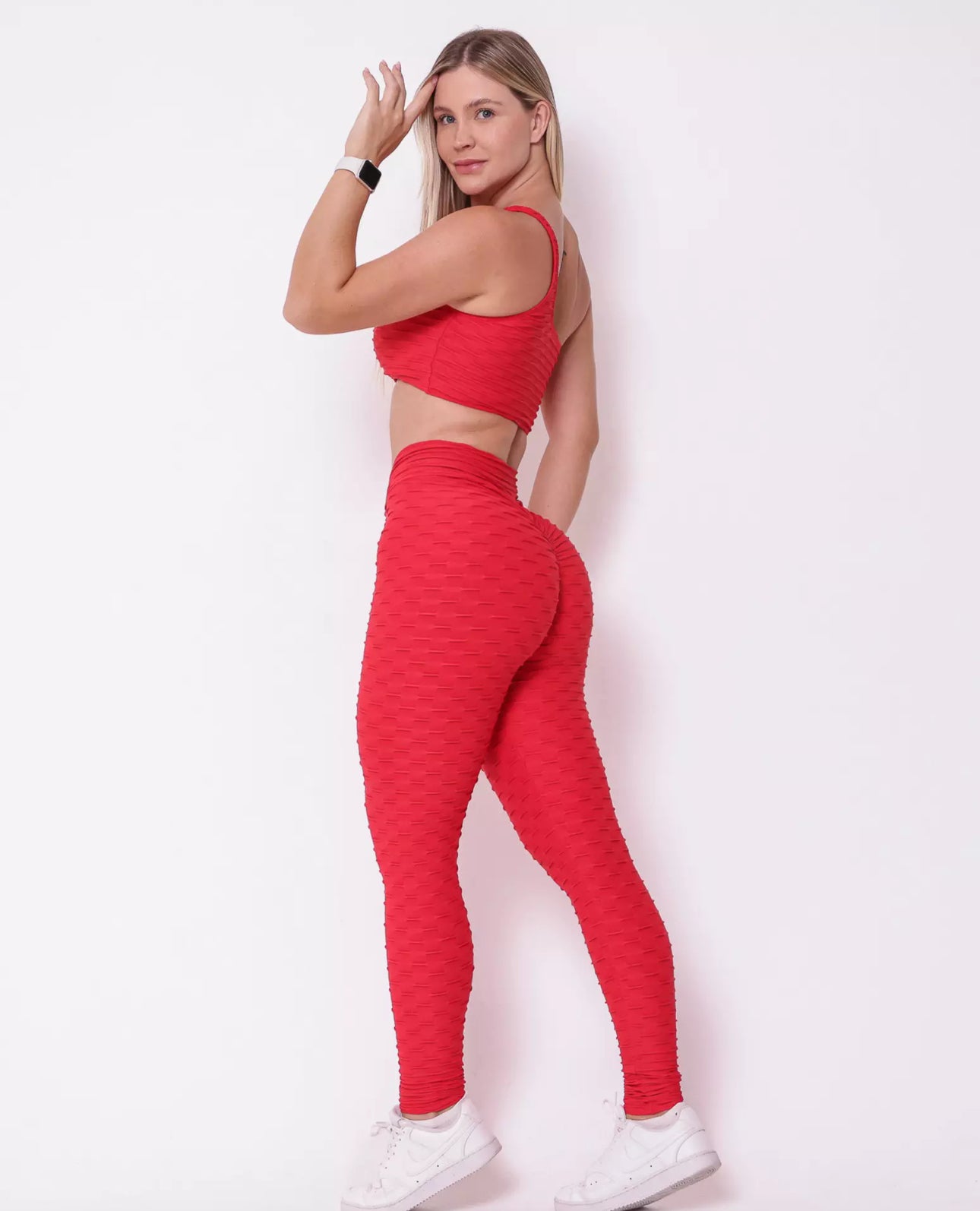 Paloma red tupil textured Bodysuit