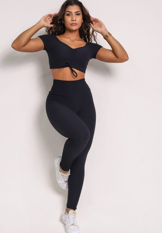 Lily Black Soft Textured Leggings