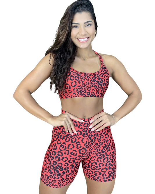 Lu Red Cheetah Sports Bra